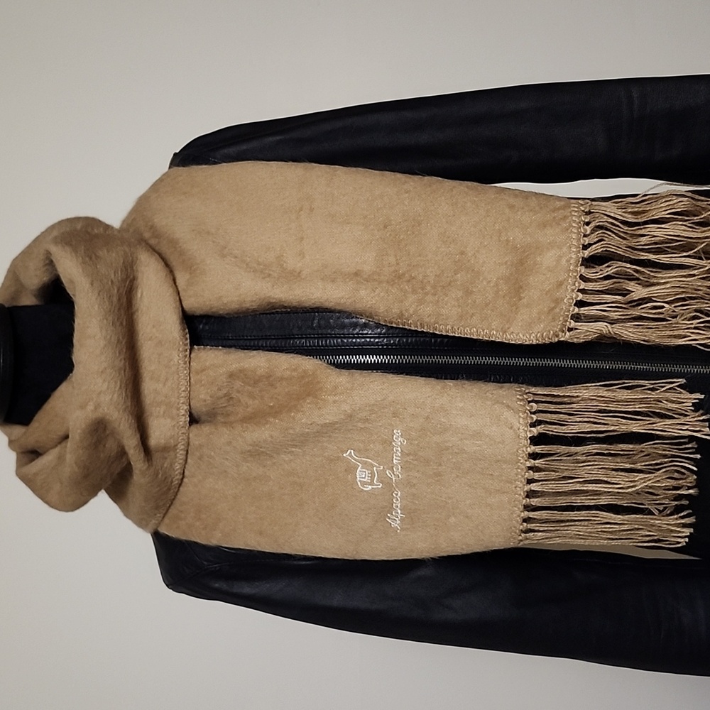 Alpaca Camarga Scarf / Winter Wrap  / Classic Tan